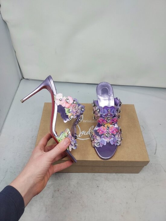 Christian Louboutin Shoes - Christian Louboutin Purple Flora Jewel Heel Sandal